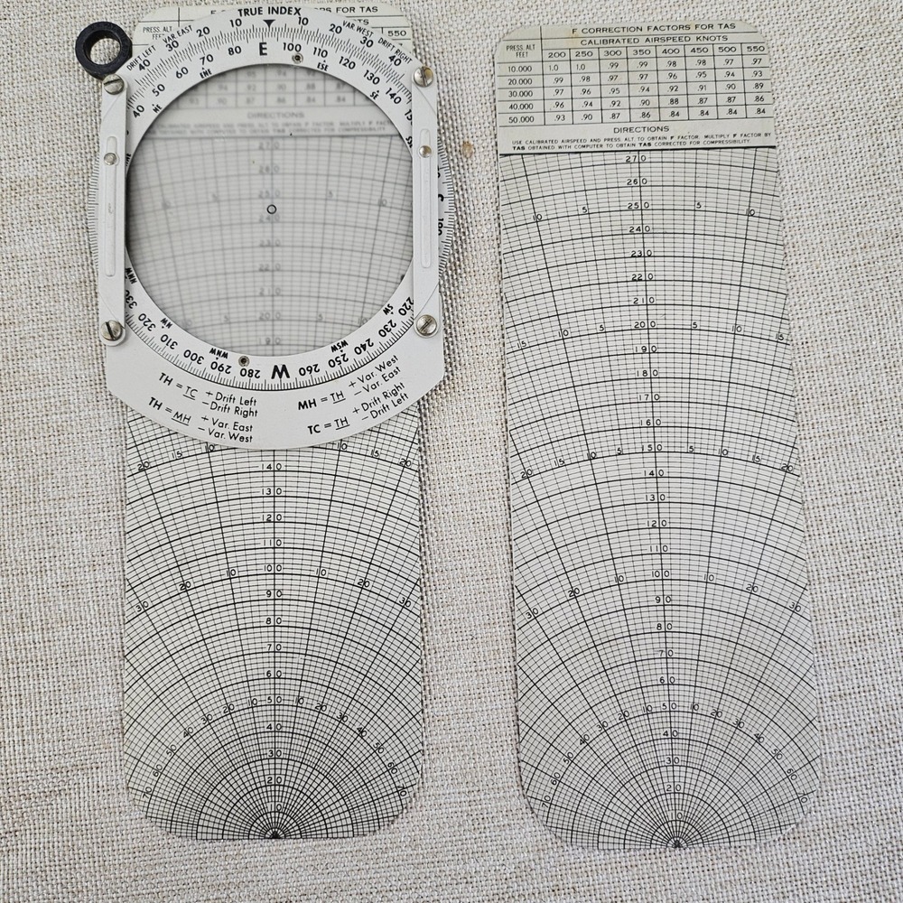 Vintage Flight Computer Plotter Protractor Navigation Pilot Aviation Tools Set - Picture 3 of 10